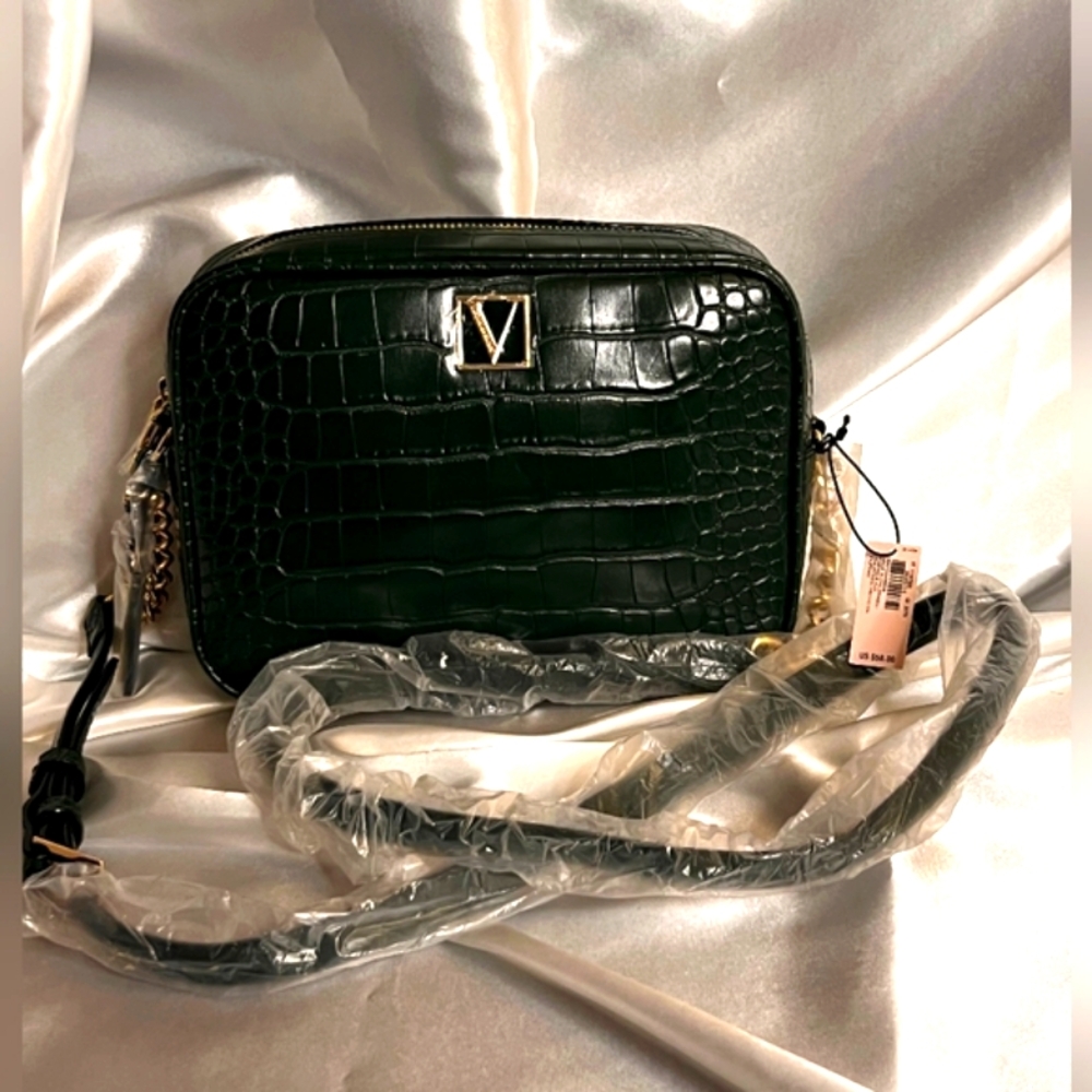 Victoria Secret Green Crocodile-Embossed Bag